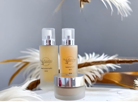 Baobab tea infused skincare set with hydrating mist and cream for skin barrier support and glow