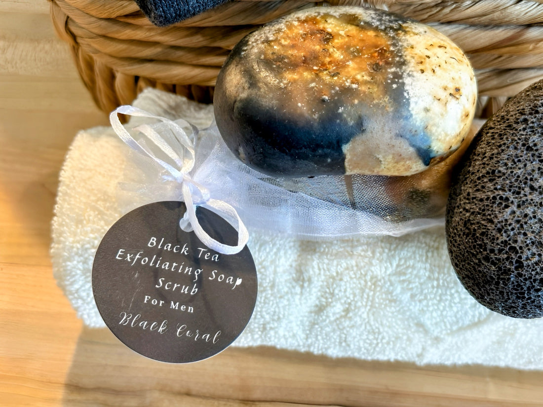 Men’s Black Tea Body Scrub in a Soap Bar