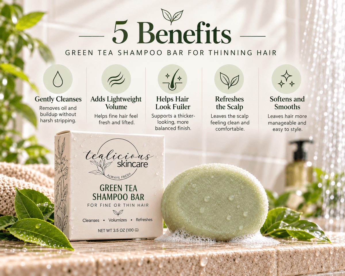 Green Tea & Rice Protein Shampoo Bar for Fine, Thin Hair