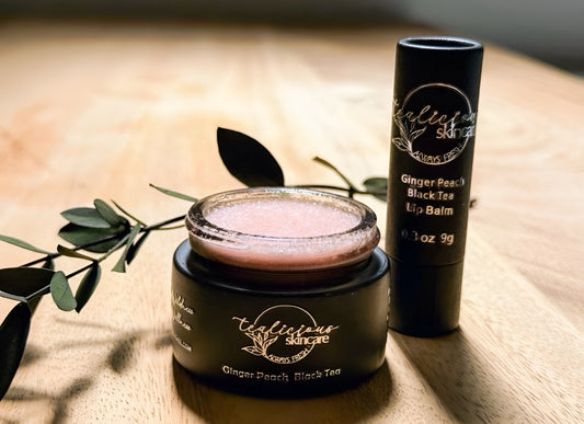 NEW! Ginger Peach and Black Tea All Natural Lip Balm + Lip Scrub Treatment