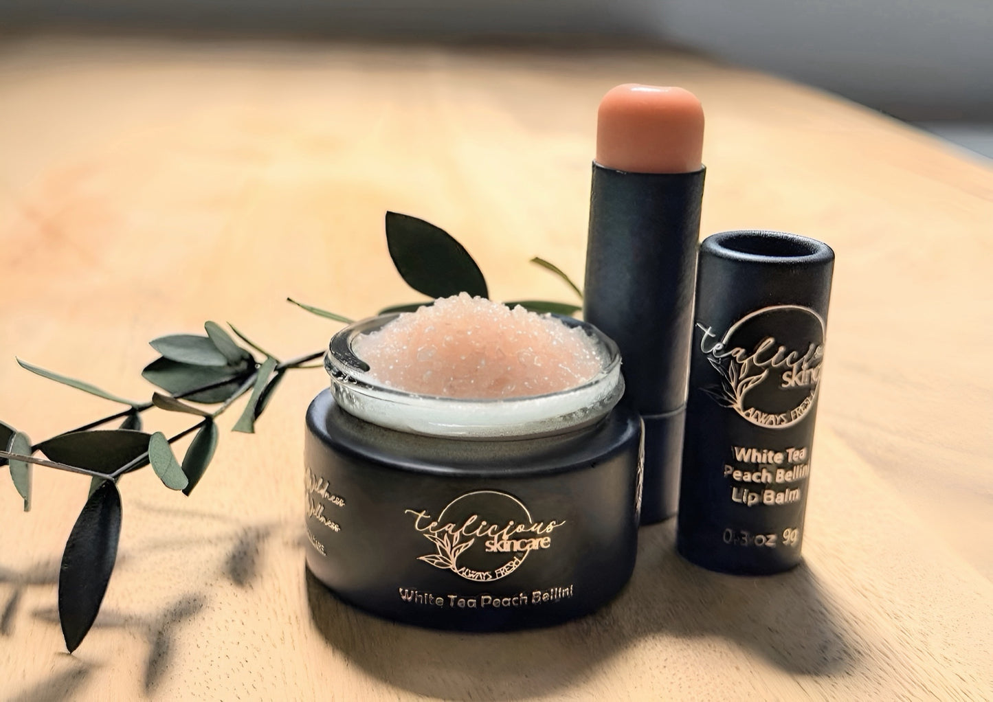 NEW! Ginger Peach and Black Tea All Natural Lip Balm + Lip Scrub Treatment